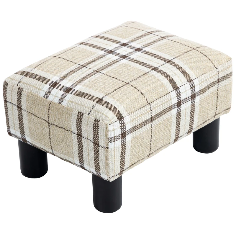 HOMCOM Linen Fabric Footstool Ottoman Cube with 4 Plastic Legs, Multi-colored