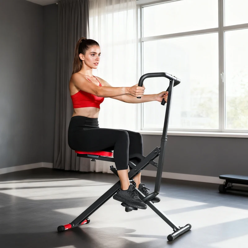 SPORTNOW Appareil d'entraînement abdominal, appareil de fitness pliable avec siège réglable, pour bras jambes 57x105x115cm rouge