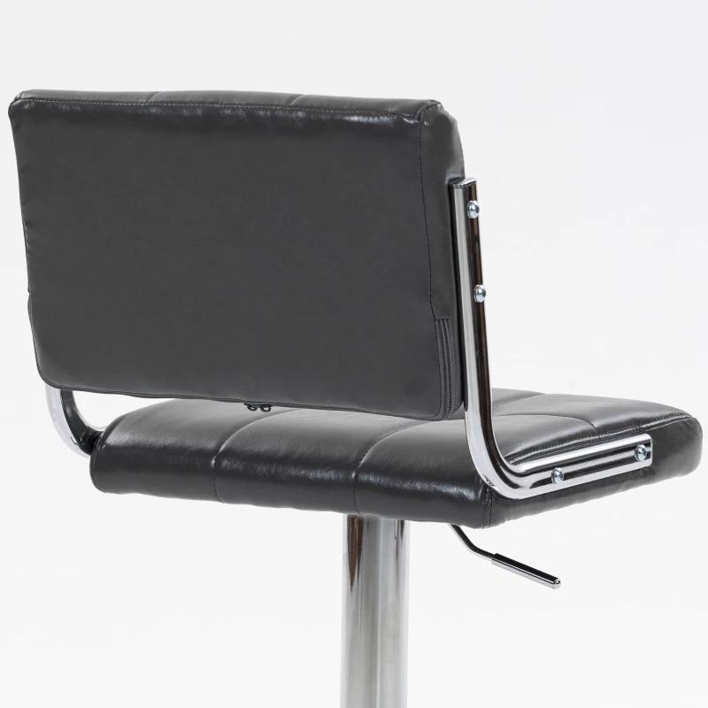HOMCOM Bar Stools Modern PU Leather Adjustable Breakfast Bar Stools Backrest Set of 2 Grey
