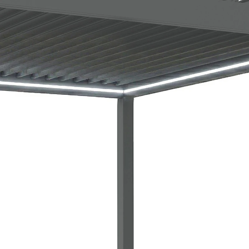 Outsunny 3 x 3(m) Electric Louvered Pergola with LED Lights, Aluminium Pergola Hardtop Gazebo with Remote, Adjustable Roof and Drainage System, Water and UV Proof