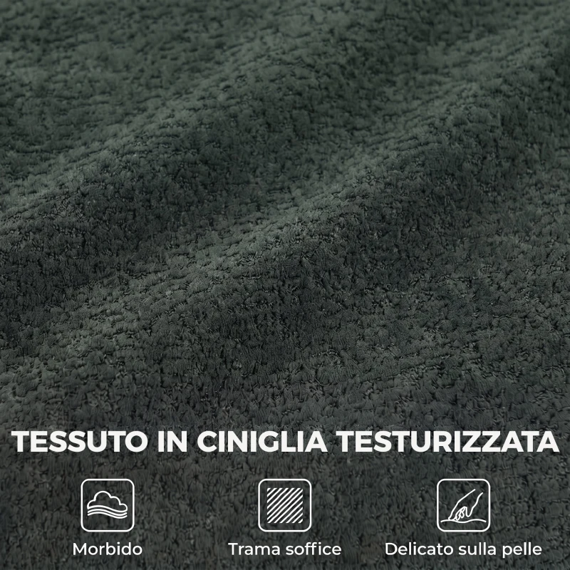 HOMCOM Divano 3 Posti Senza Struttura con Seduta Ampia, Imbottitura Spessa, in Ciniglia, Verde Scuro