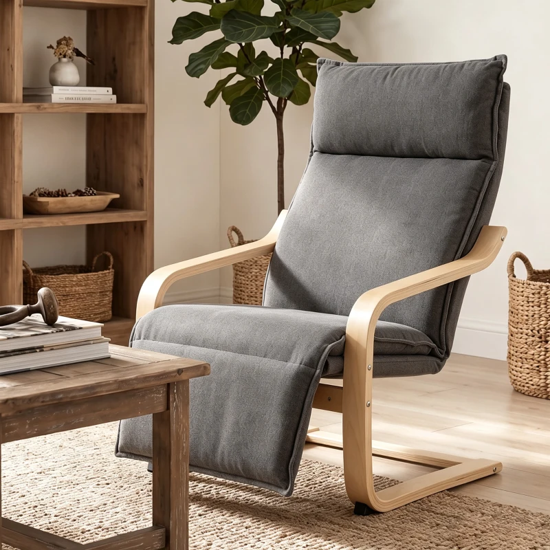 HOMCOM Fauteuil Salon en Lin avec Repose-pieds, Dossier Haut, Gris Foncé