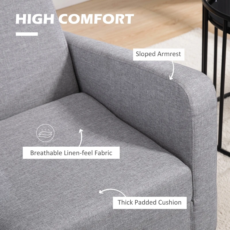 HOMCOM Linen-Look Boxy Armchair - Light Grey
