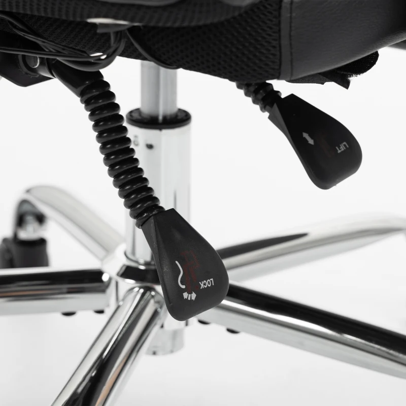 HOMCOM Silla de Oficina con Masaje Vibratorio y Calefacción Ergonómica de PU con Altura Regulable Negro