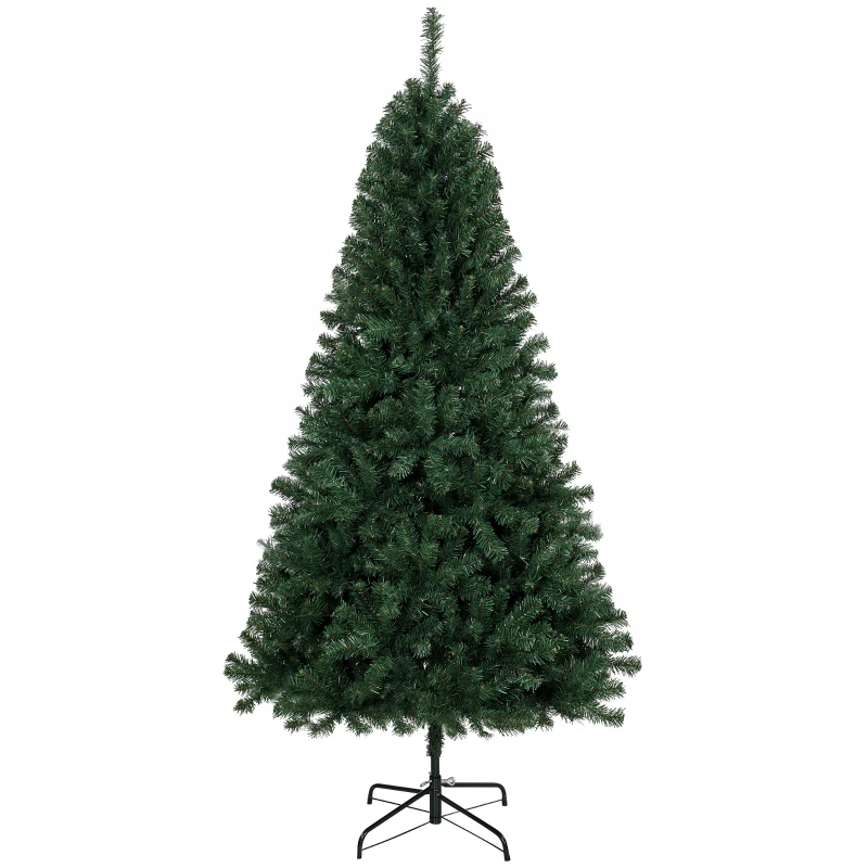 HOMCOM Árbol de Navidad Artificial 200 cm con 1000 Ramas Base Plegable Diseño por Secciones Fácil de Montar Verde