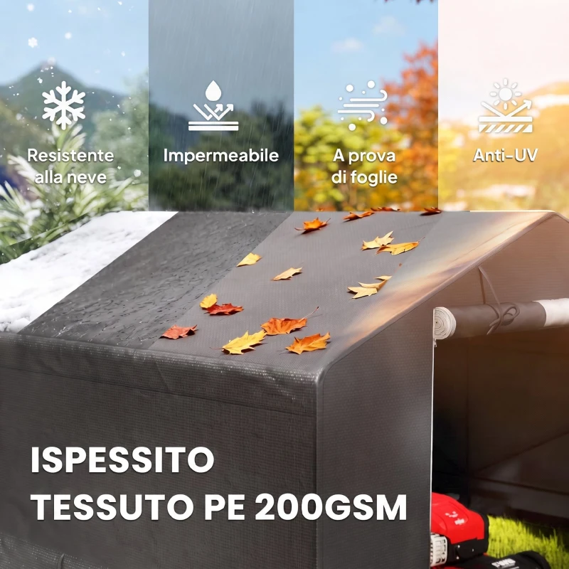 Outsunny Garage Moto per Esterno Portaoggetti 3x3 m Impermeabile con Porta e Prese d'Aria Avvolgibili, per Biciclette e Attrezzi, Grigio Scuro