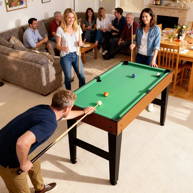 SPORTNOW Table MultiJeux 5 en 1 Babyfoot Billard Air Hockey Ping-Pong et Basket Accessoires 134x108x144cm Marron Noyer