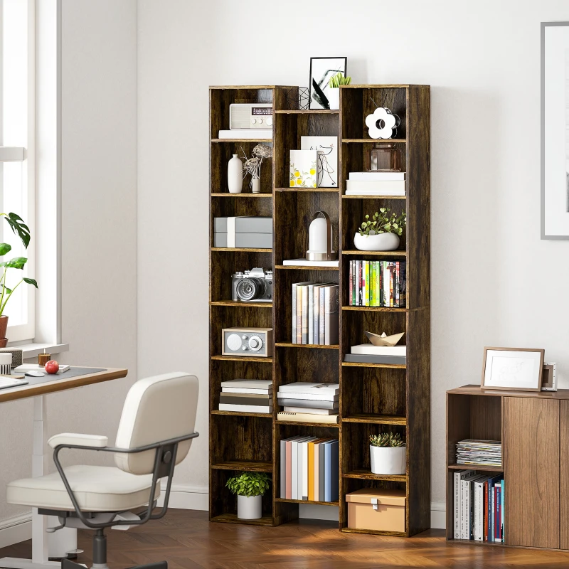 HOMCOM 21-Compartment Bookshelf - Brown