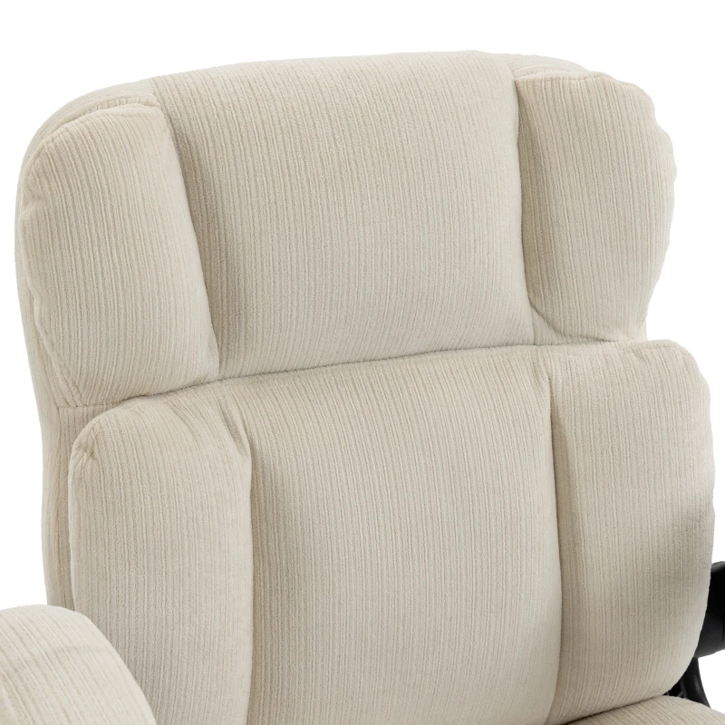 HOMCOM Chaise de Bureau Ergonomique en Chenille, Fonction Bascule, Accoudoirs Relevables, Hauteur Réglable, 70x67x108cm, Beige