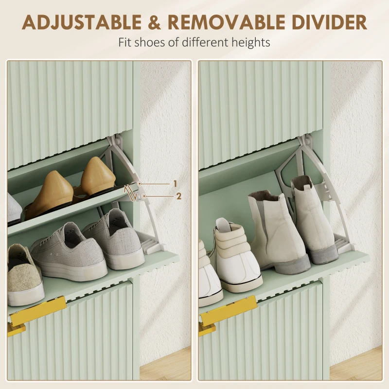 HOMCOM Elegant Three-Drawer Shoe Cabinet - Light Green