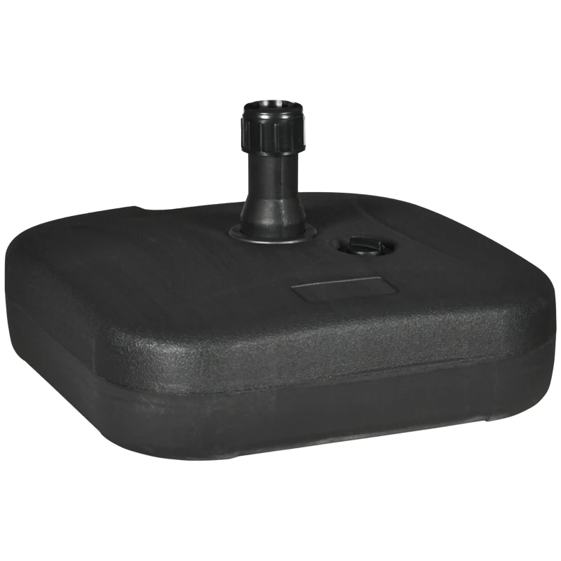 Outsunny Base per Ombrellone da Giardino in HDPE, Base per Ombrellone con Maniglia, Supporto per Pali Ø38mm, Riempibile con 20 kg di Acqua e 30 kg di Sabbia, per Giardino Piscina, Nero