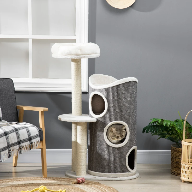 PawHut kattenboom, klimboom met krabpaal, kattenboom, wit