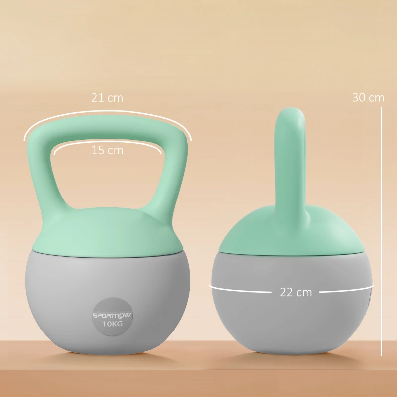 SPORTNOW Kettlebell 10kg Haltère avec Poignée Antidérapante pour Fitness Musculation Cardio, Gris et Vert