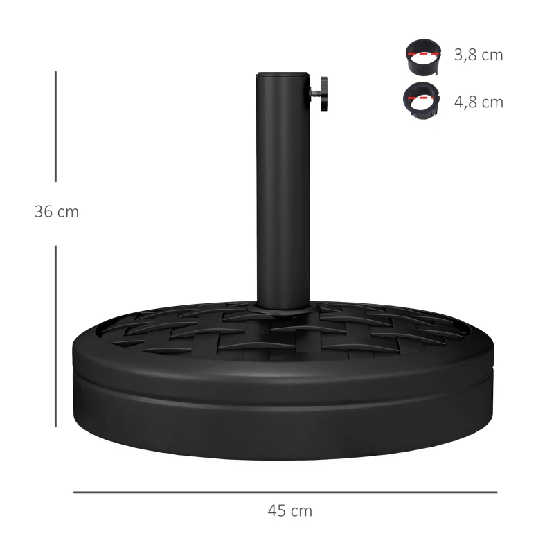 Outsunny Sonnenschirmständer aus Beton 18 kg Schirmständer, Rund Schirmhalter für Sonnenschirm 32/38/48mm Schwarz