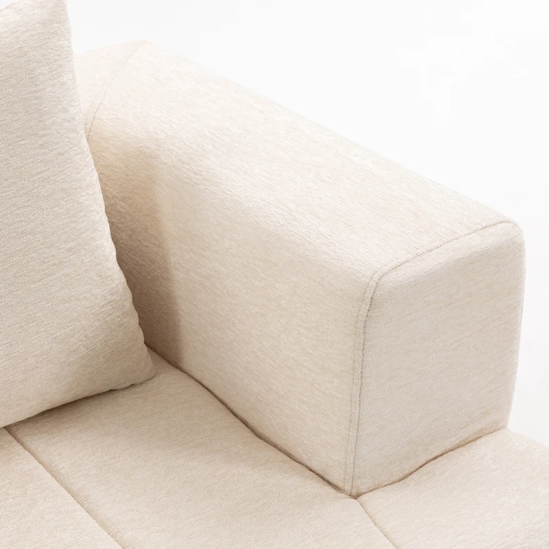 HOMCOM Sofá 3 Plazas en Chenilla 248 cm Sofá Moderno de Salón Asiento Amplio Acolchado Cojines con Muelles Beige