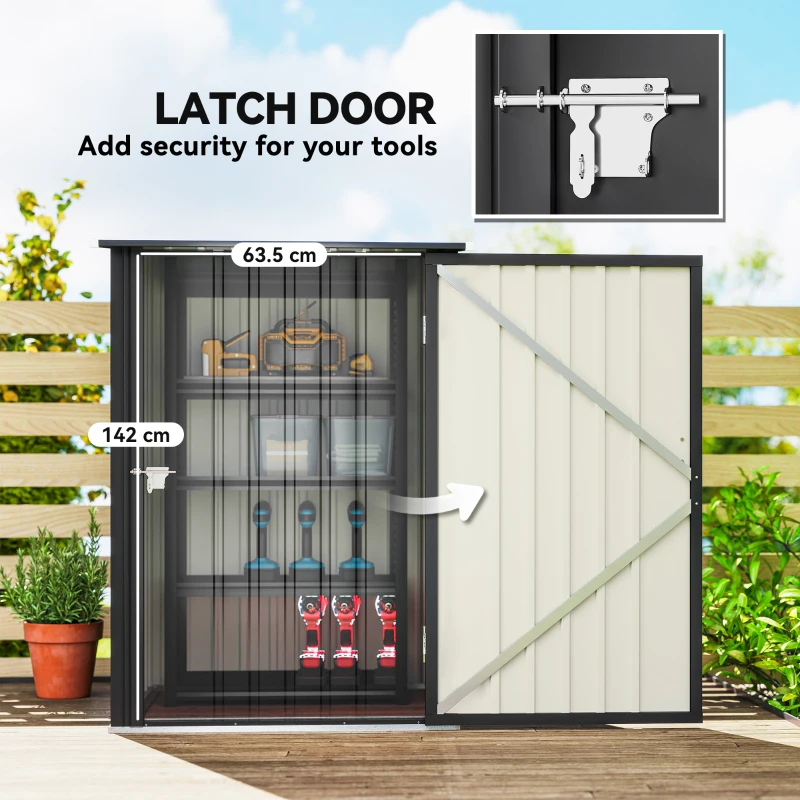Outsunny 3.3 x 3.4ft Lean To Steel Garden Shed, with Locking Door - Dark Grey