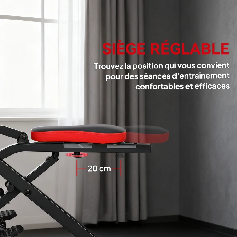 SPORTNOW Appareil d'entraînement abdominal, appareil de fitness pliable avec siège réglable, pour bras jambes 57x105x115cm rouge