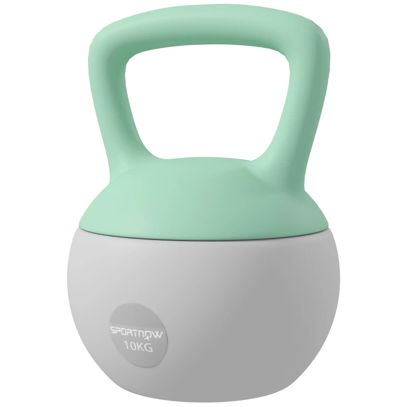 SPORTNOW Kettlebell 10kg Haltère avec Poignée Antidérapante pour Fitness Musculation Cardio, Gris et Vert