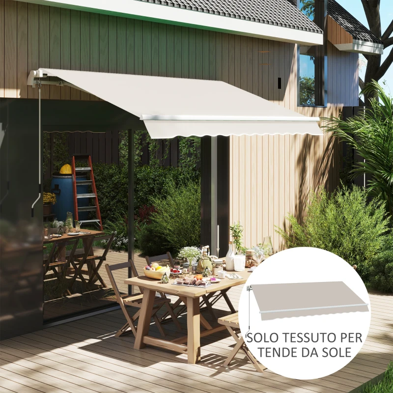 Outsunny Telo di Ricambio per Tenda Parasole Retrattile 3x2.5 m in Poliestere Anti UV 50+ Crema