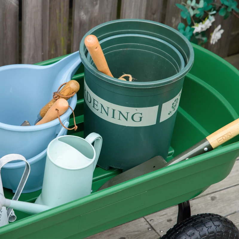 Outsunny Chariot de Jardin 100L Charge 250 kg, 4 Roues pneumatiques Remorque à Main pour Extérieur 108 x 52 x 100 cm Acier vert