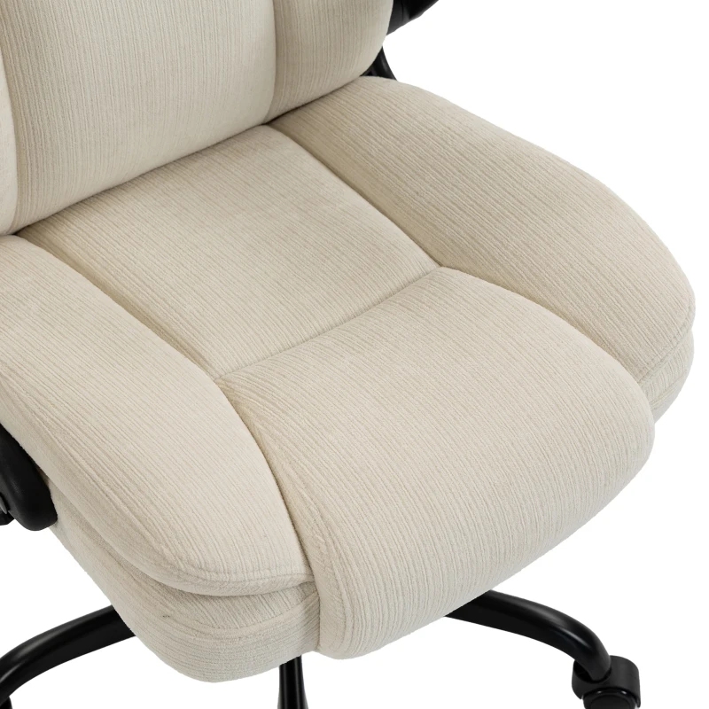 HOMCOM Chaise de Bureau Ergonomique en Chenille, Fonction Bascule, Accoudoirs Relevables, Hauteur Réglable, 70x67x108cm, Beige