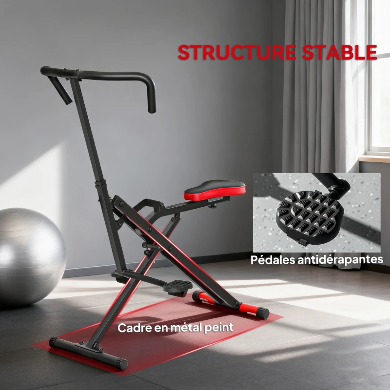 SPORTNOW Appareil d'entraînement abdominal, appareil de fitness pliable avec siège réglable, pour bras jambes 57x105x115cm rouge