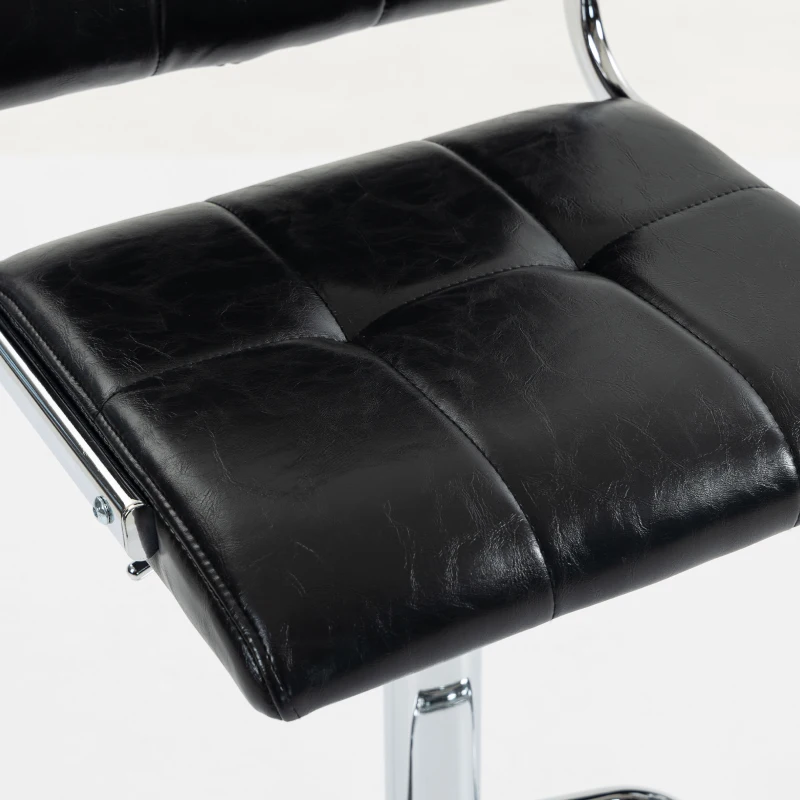 HOMCOM Lote de 2 taburetes de barra, altura ajustable, giratorio 360°, asiento acolchado, respaldo y reposapiés, negro