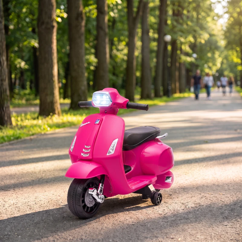 AIYAPLAY Moto électrique enfants 6 V, voiture électrique enfants avec Roues d'Apprentissage, pour 2-4 Ans, 71 x 37 x 52 cm, Rose