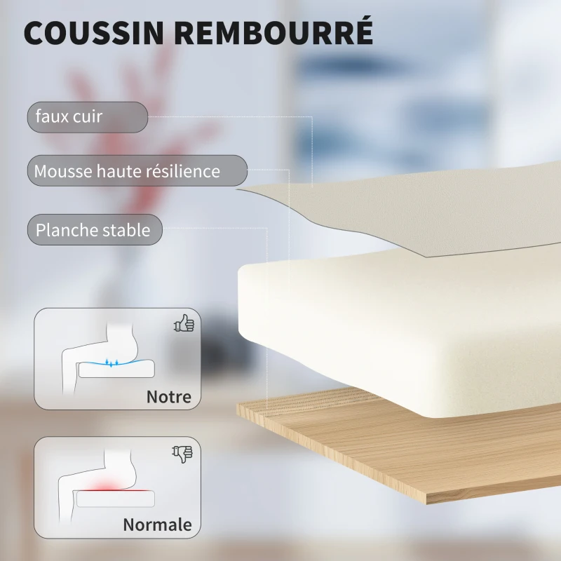 HOMCOM Chaise Bureau Ergonomique, Fauteuil de Bureau avec Dossier Inclinable, Hauteur Réglable, 65x67x111-119cm, Beige
