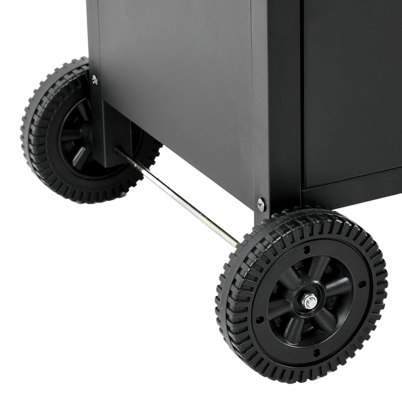 Outsunny 3+1 Burner Gas BBQ Grill, Outdoor Barbecue Trolley with Wheels, Warming Rack, Side Shelves, Cabinet, Thermometer for Garden, Party, Camping, 110L x 50W x 100Hcm, Black