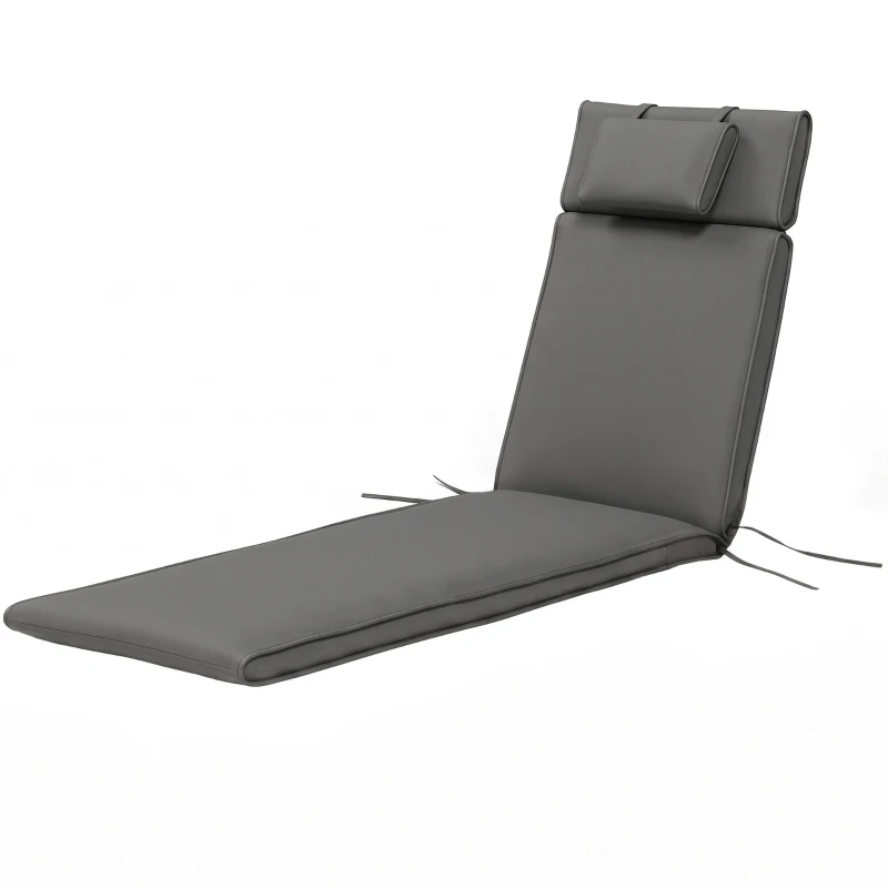Outsunny Garden Sun Lounger Cushion Replacement Soft Sunbed Reclining Chair Relaxer Pad with Pillow, Cushion ONLY - Grey