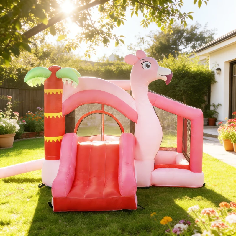 AIYAPLAY Inflatable Bounce House for Kids with Slide, Ball Pit, Basketball Hoop and Blower for Indoor Outdoor Garden, Pink