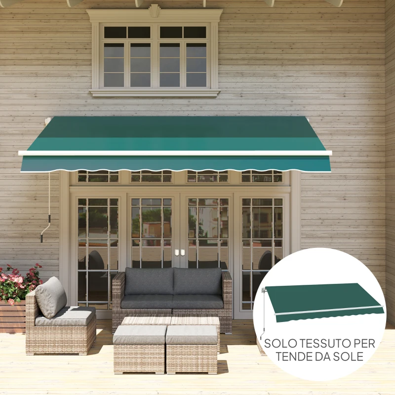 Outsunny Telo di Ricambio per Tenda Parasole Retrattile 3x2.5 m in Poliestere Anti UV 50+ Verde