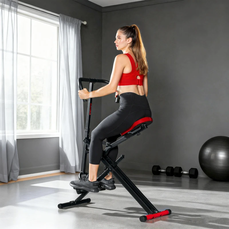 SPORTNOW Appareil d'entraînement abdominal, appareil de fitness pliable avec siège réglable, pour bras jambes 57x105x115cm rouge