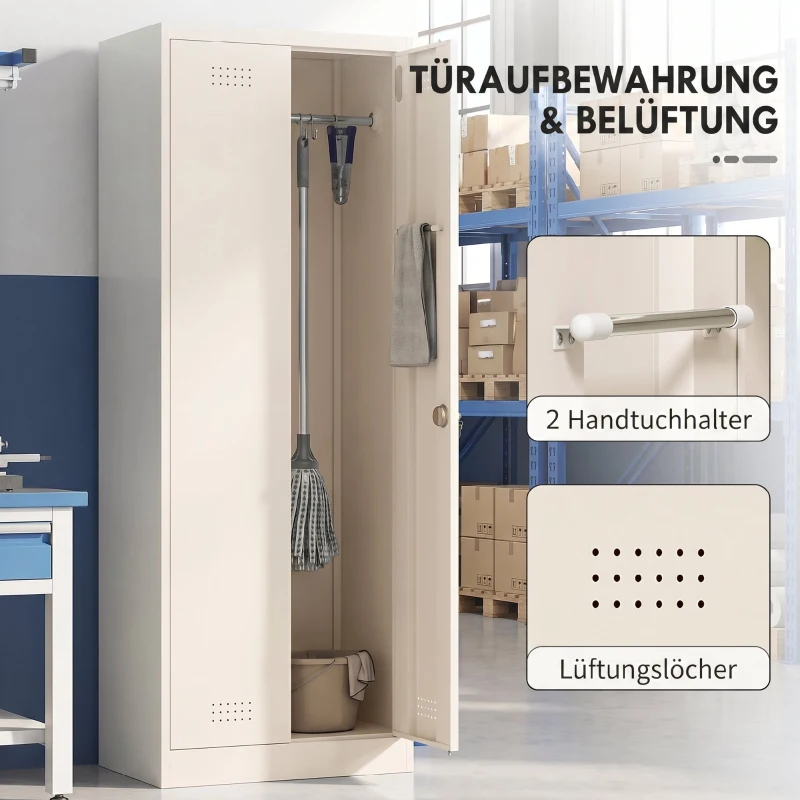 HOMCOM Besenschrank Mehrzweckschrank aus Stahl Vorratsschrank mit Staubsaugerfach & Verstellbaren Einlegeböden 60 x 40 x 165 cm