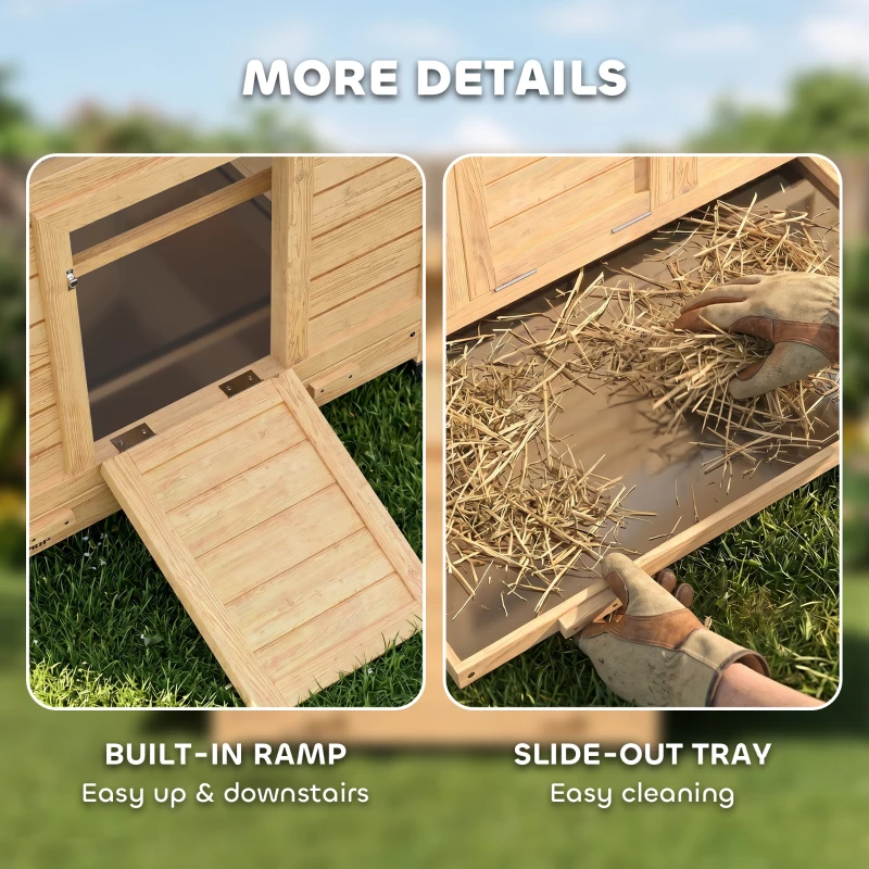 PawHut Chicken Coop, Wooden Outdoor Hen House with Nesting Box, Openable Waterproof Top, Pull-Out Tray, 150 x 100 x 97cm