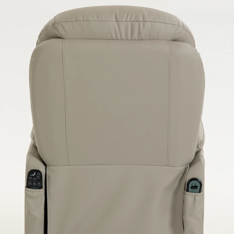 HOMCOM Fauteuil Releveur Électrique Massage Vibration et Chaleur, Fauteuil Relax Électrique en PU, Dossier Inclinable, Gris