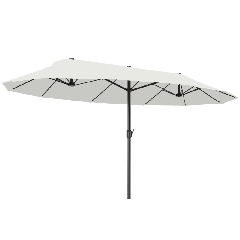 Outsunny Parasol de Jardin Exterieur 4,6 x 2,7 m, Grand Parasol Double Rectangulaire avec Manivelle, Polyester 180 g/m², Crème