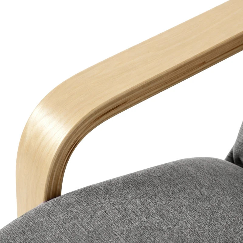 HOMCOM Sillón de Salón Acolchado con Efecto Lino y Reposapiés Asiento Amplio Balanceo Suave Respaldo Alto Gris