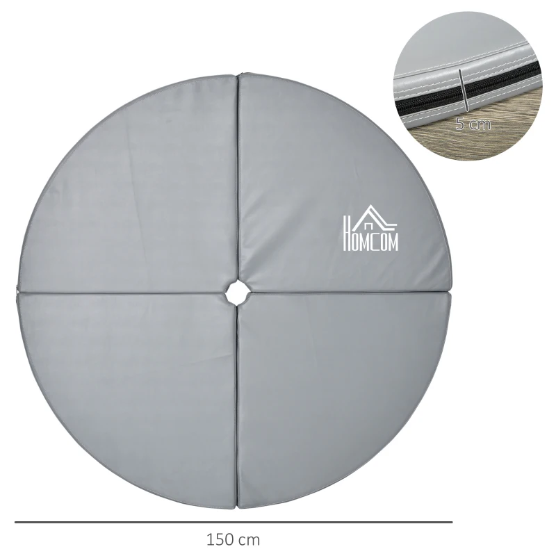 HOMCOM Tapis de pole dance pliable - pole dance mat - tapis de protection Ø 150 cm épaisseur 5 cm - revêtement plastique gris