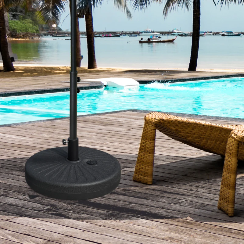 Outsunny Base per Ombrellone da Giardino con Palo Centrale Φ3.8cm e 4.8cm, HDPE Nero
