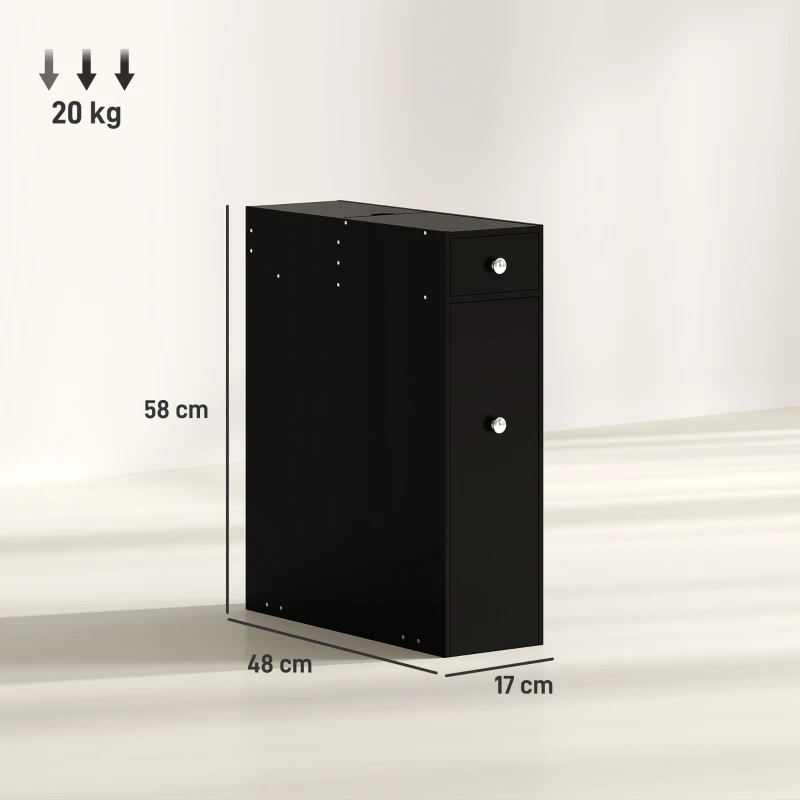 HOMCOM Móvel para Banheiro com Suporte para Papel Higiénico 2 Gavetas Organizadoras em MDF 17x48x58 cm