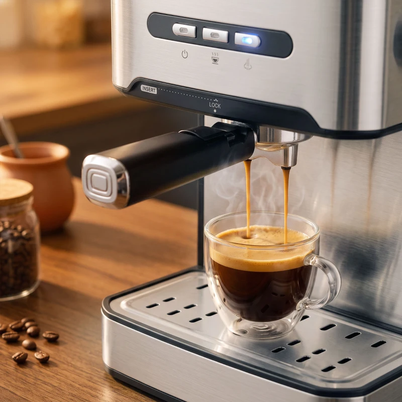 HOMCOM Espresso Machine, 20-Bar Semi Automatic Cappuccino Coffee Maker with Frother Wand, 1.6 L Water Tank, Black and Silver