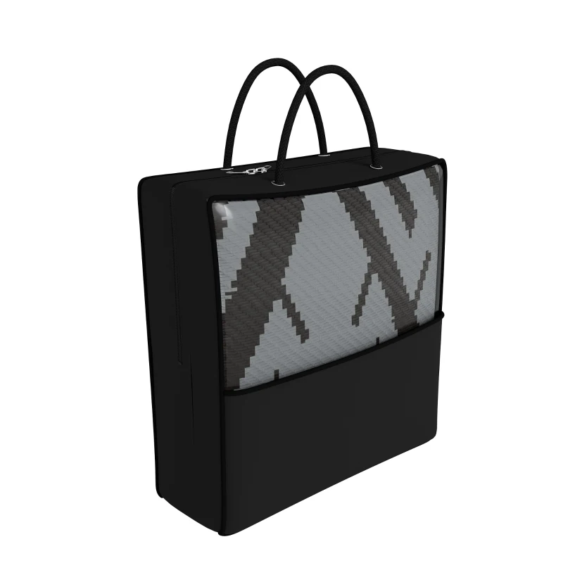 Outsunny Tapis d'extérieur réversible 1,8 x 2,7 m, en PP résistant aux intempéries, sac de transport inclus, noir et gris