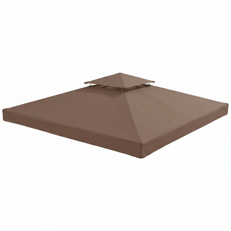 Outsunny Tetto di Ricambio per Gazebo 3x3m a 2 Livelli e Resistente ai Raggi UV, Caffè