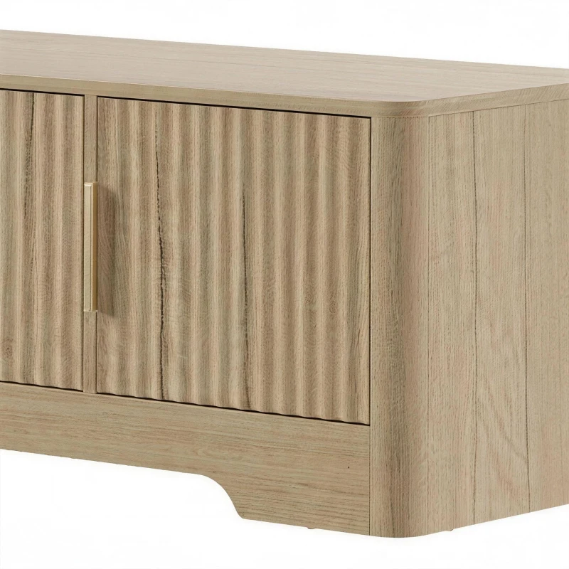 HOMCOM Móvel TV 152 cm Móvel para Televisor até 152,4 cm 4 Portas Caneladas e Prateleiras Ajustáveis Carvalho
