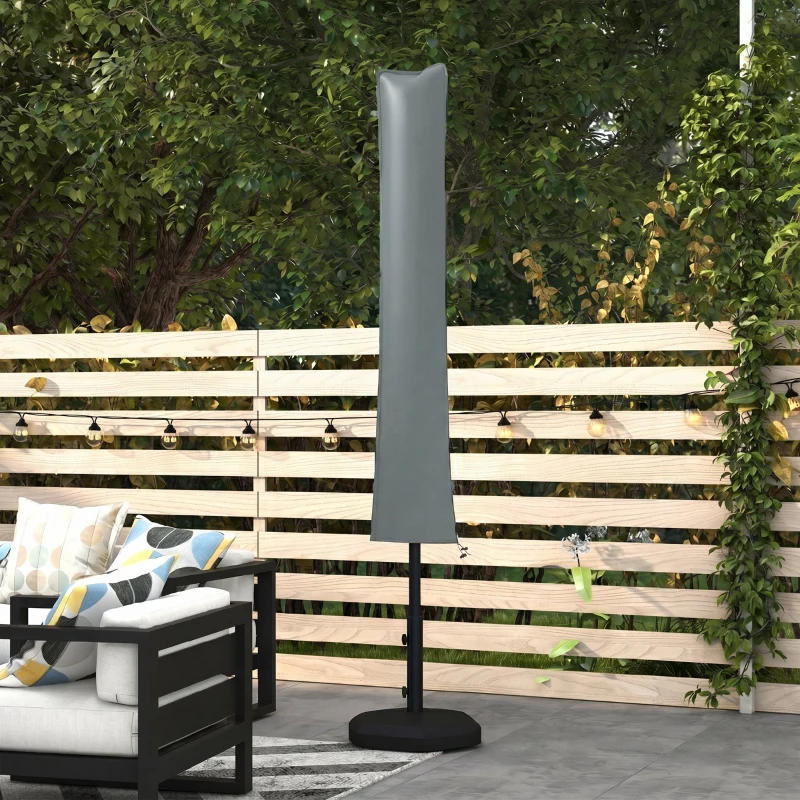 Outsunny Housse de Protection imperméable pour Parasol Droit avec Fermeture éclair et Cordon de Serrage Gris
