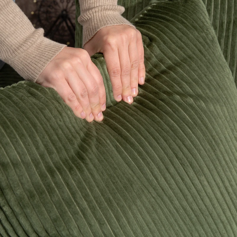 HOMCOM Canapé 3 places 212 cm avec 2 coussins à ressorts, tissu velours côtelé, pour salon, chambre, bureau à domicile, vert