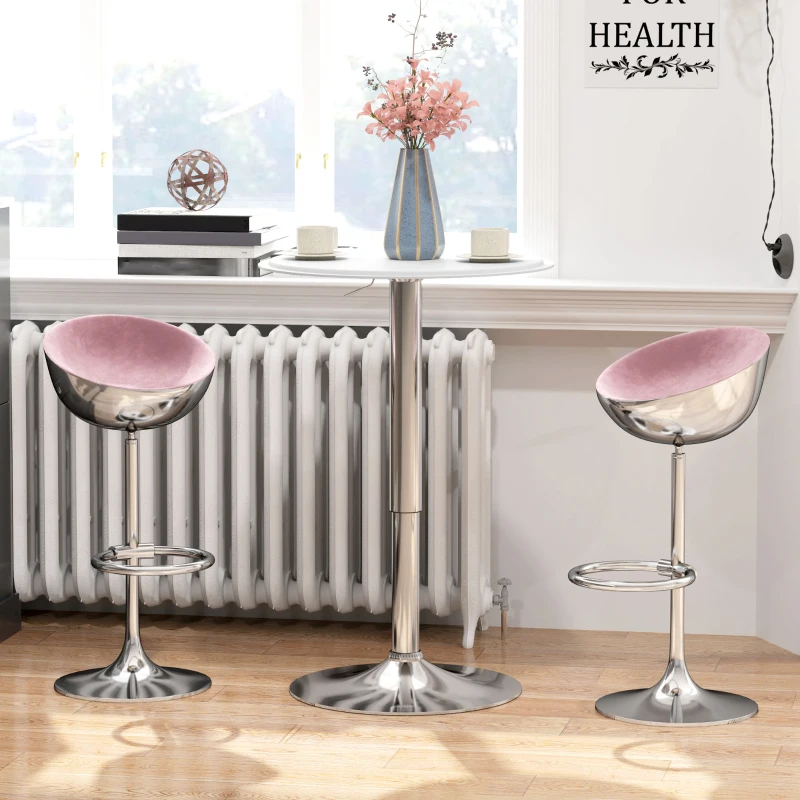 HOMCOM Tavolo Bar Rotondo Ø63 cm, Regolabile in Altezza 67-93cm con Struttura in Metallo, Piano Girevole 360°, per Cucina Sala da Pranzo, Bianco