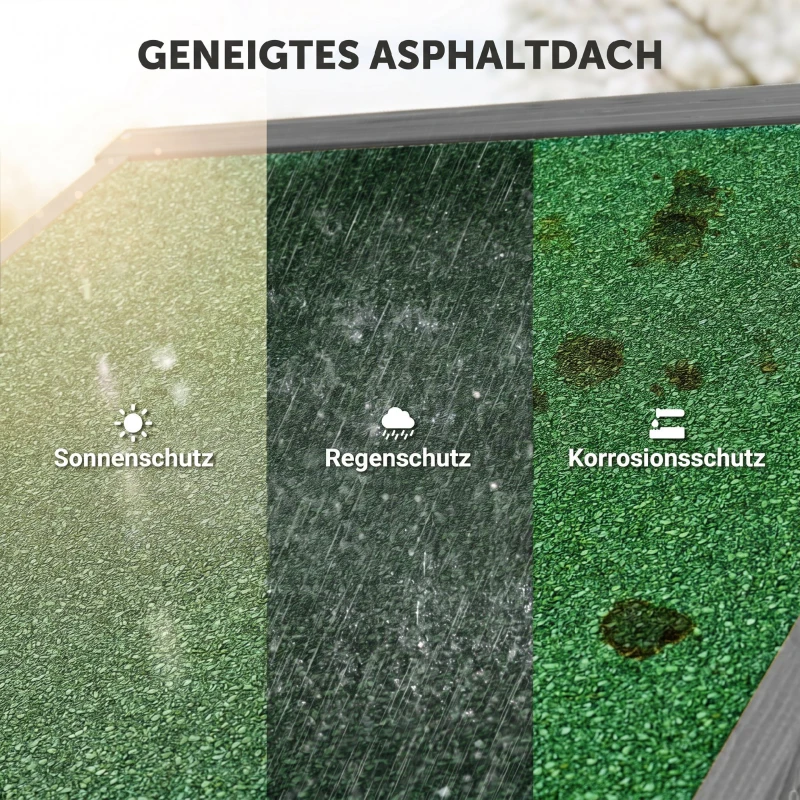 Outsunny Gartenschrank Holz abnehmbare Eckregale Gekipptes Asphaltdach Verriegelte Türen wasserfest 77x54,2x179cm